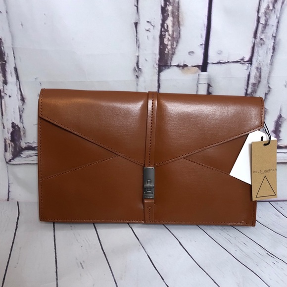 Kelsi Dagger Handbags - NWT KELSI DAGGER leather tobacco envelope clutch
